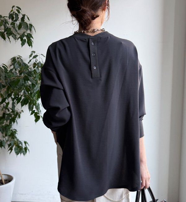  「袖リブバックボタンジョーゼットロゴプルオーバー」|シャツ・ブラウス|