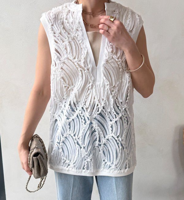  「【WEB限定】ジャガードチュニックベスト」|ブルゾン・スタジャン|