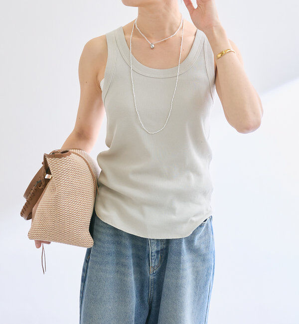  「【2way仕様】テレコ2WAYタンク」|キャミソール|グレージュ