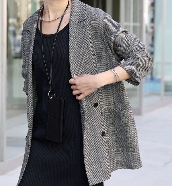  「予約【洗練されたムードに】カラミチェックオーバージャケット」|テーラードジャケット|ブラック