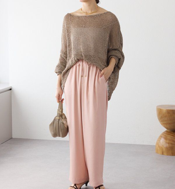  「予約【上品な光沢】サテンツイルイージーパンツ」|チノ|