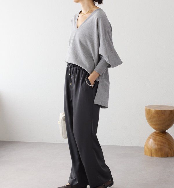  「予約【上品な光沢】サテンツイルイージーパンツ」|チノ|