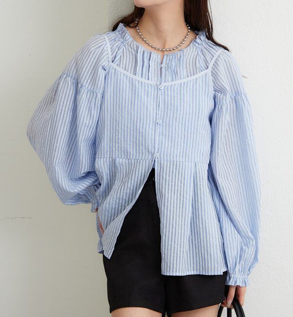  「ラメストライプビスチェSETブラウス」|シャツ・ブラウス|