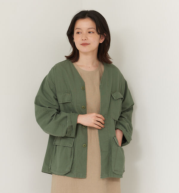 collex「【ROTHCO/ロスコ】Vネック シャツジャケット」|ブルゾン・スタジャン|カーキ