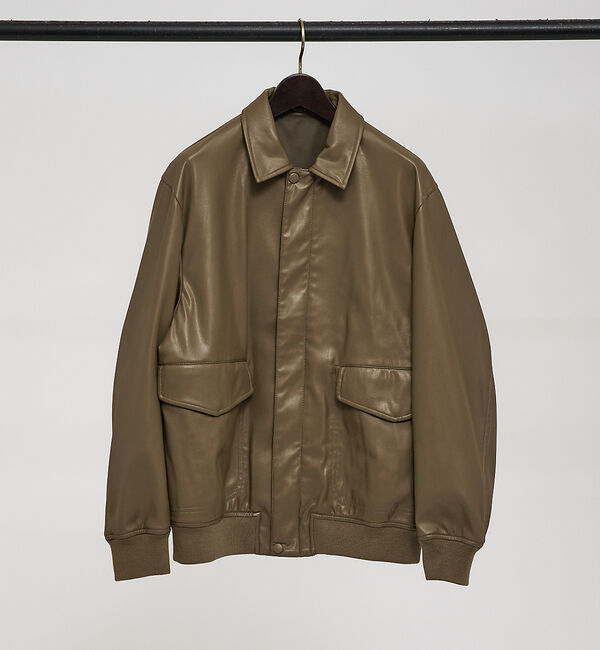 ABAHOUSE「ネオレザー フライト ブルゾン」|ブルゾン・スタジャン|ブラウン