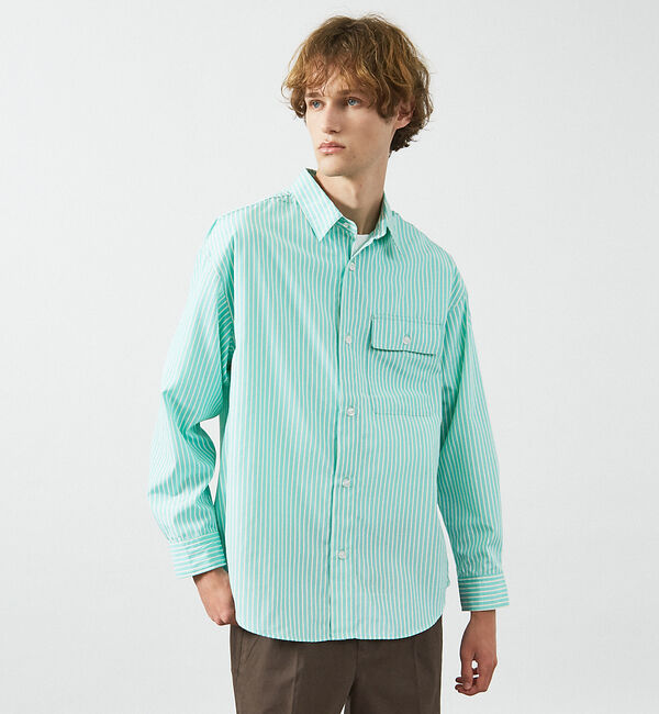 ABAHOUSE「クリア ストライプ レギュラーカラーシャツ」|シャツ・ブラウス|グリーン