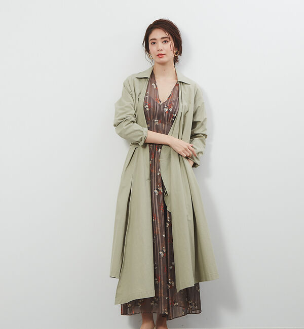 Rouge vif「ウエストリボンアシメトリーコート」|その他|グリーン