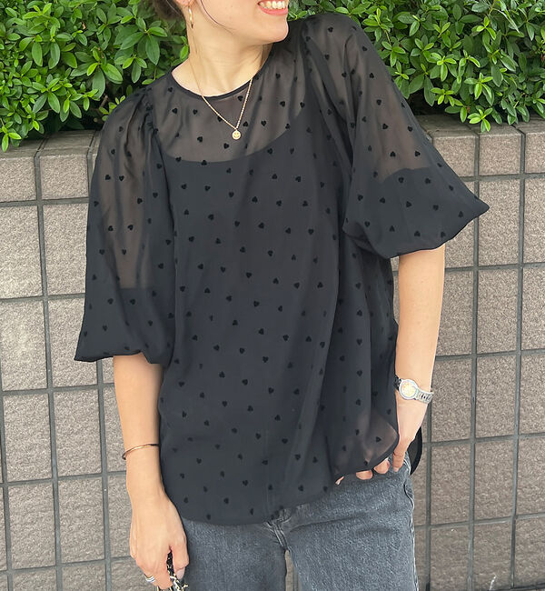 Rouge vif「ハートフロッキーシアーブラウス」|シャツ・ブラウス|