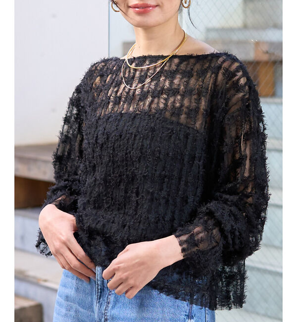 Rouge vif「【一部店舗限定】フェザーチュールブラウス」|シャツ・ブラウス|ブラック