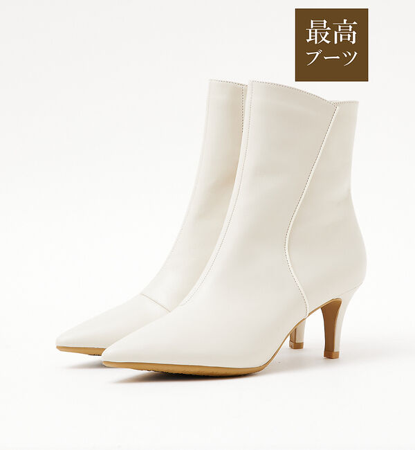 AU BANNISTER「【最高ブーツ/ 6.5cmヒール】ポインテッドトゥショートブーツ」|ショートブーツ|アイボリー