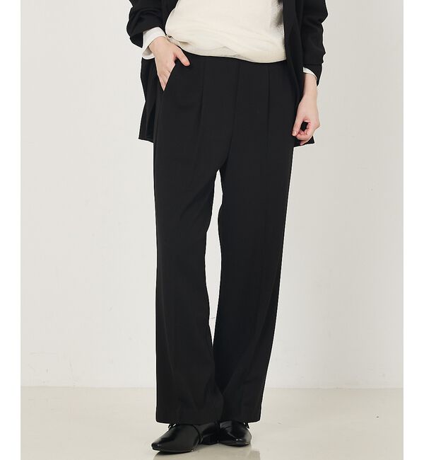 abahouse mavie「【セットアップ対応】TRストレッチタックセミワイドパンツ」|その他|ブラック