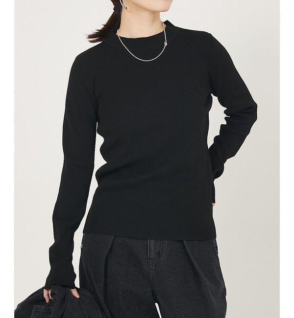 abahouse mavie「プチハイネックリブプルオーバー」|ニット・セーター|ブラック