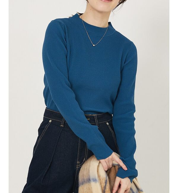 abahouse mavie「プチハイネックリブプルオーバー」|ニット・セーター|ブルーグレー