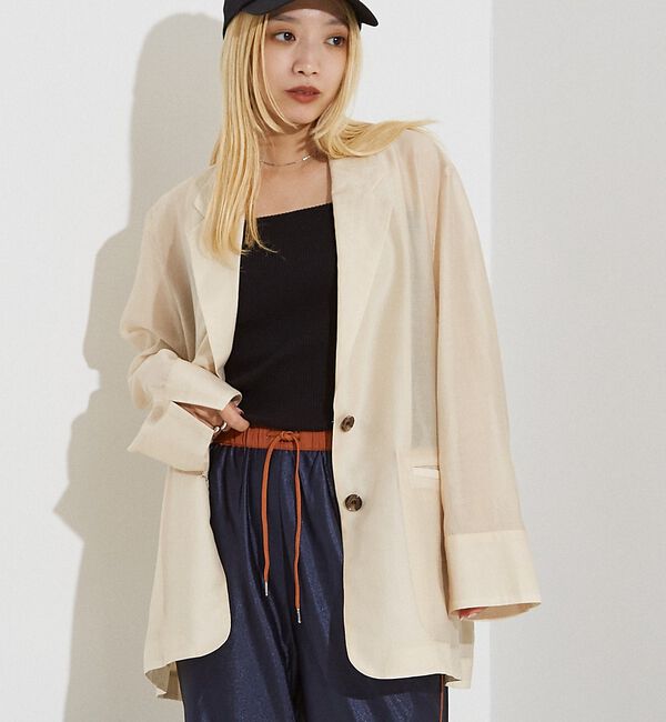 NOMINE「シルキー シアー バックスリット ジャケット」|その他|アイボリー