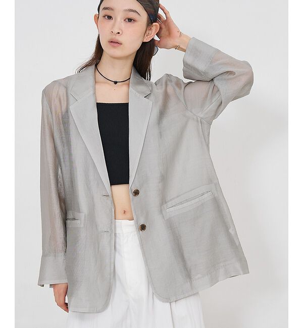 NOMINE「シルキー シアー バックスリット ジャケット」|その他|グレージュ