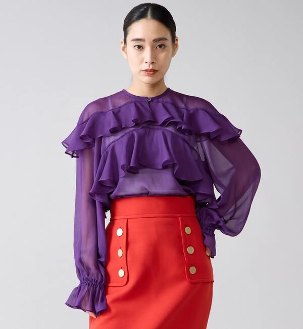 TIARA「 ラップルフリルブラウス」|シャツ・ブラウス|パープル