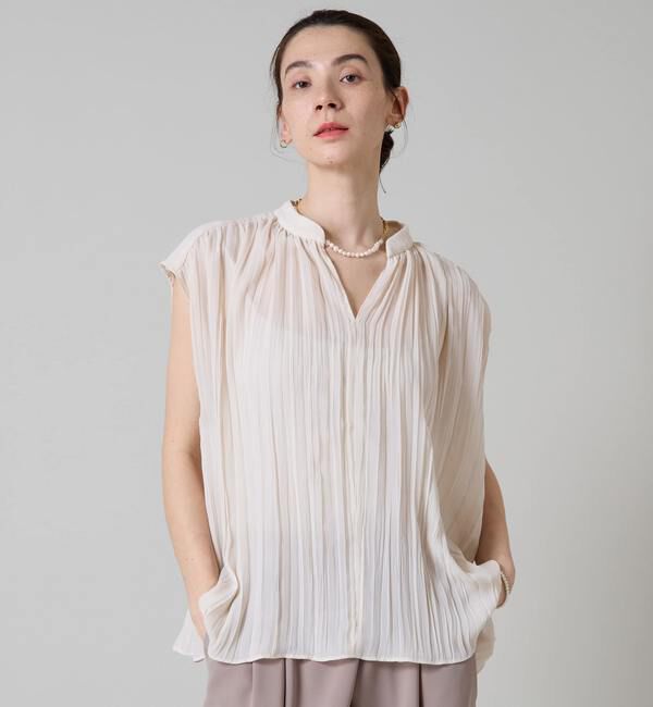 Liesse「ランダムプリーツフレンチスリーブブラウス」|シャツ・ブラウス|アイボリー
