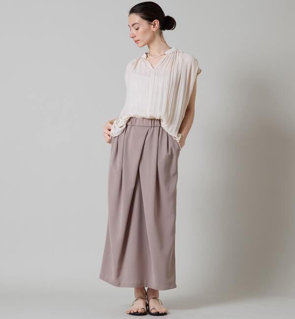 Liesse「ランダムプリーツフレンチスリーブブラウス」|シャツ・ブラウス|