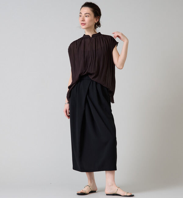 Liesse「ランダムプリーツフレンチスリーブブラウス」|シャツ・ブラウス|