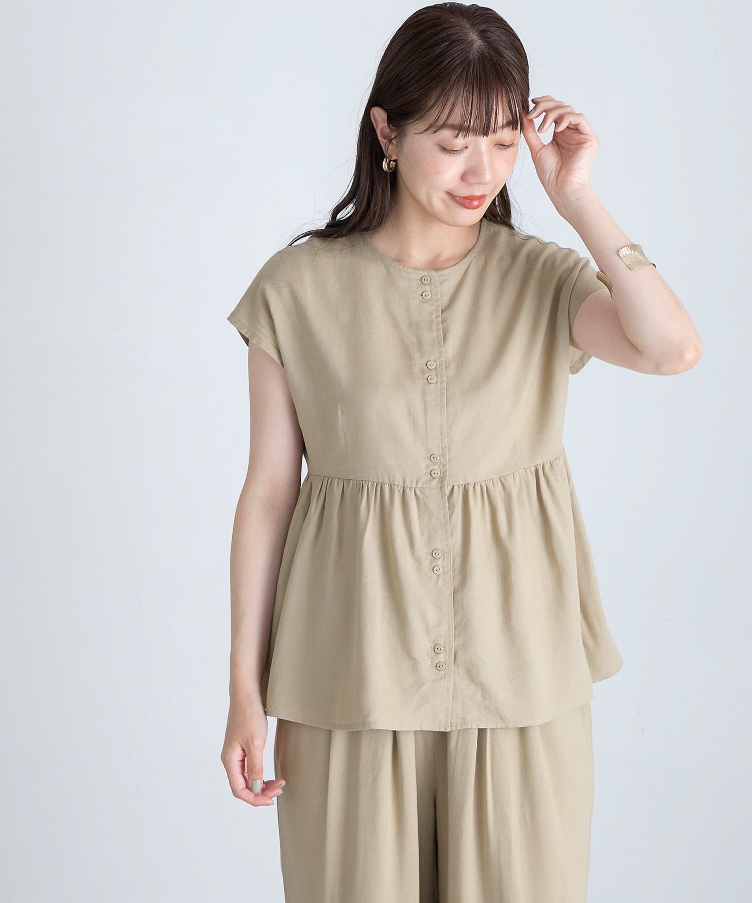 Sonny Label 「『WEB/一部店舗限定』リネン混ペプラムセットアップ」|ワンピース|