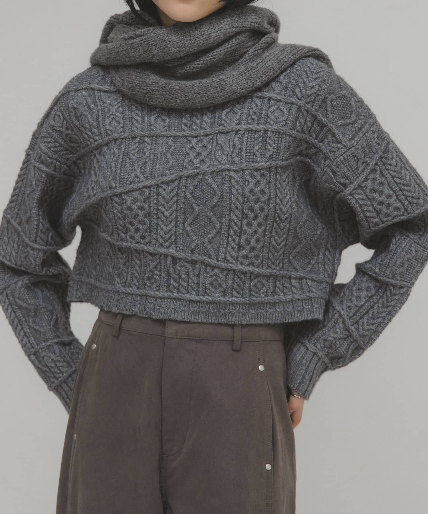  「MIXケーブルショートニット」|ニット・セーター|