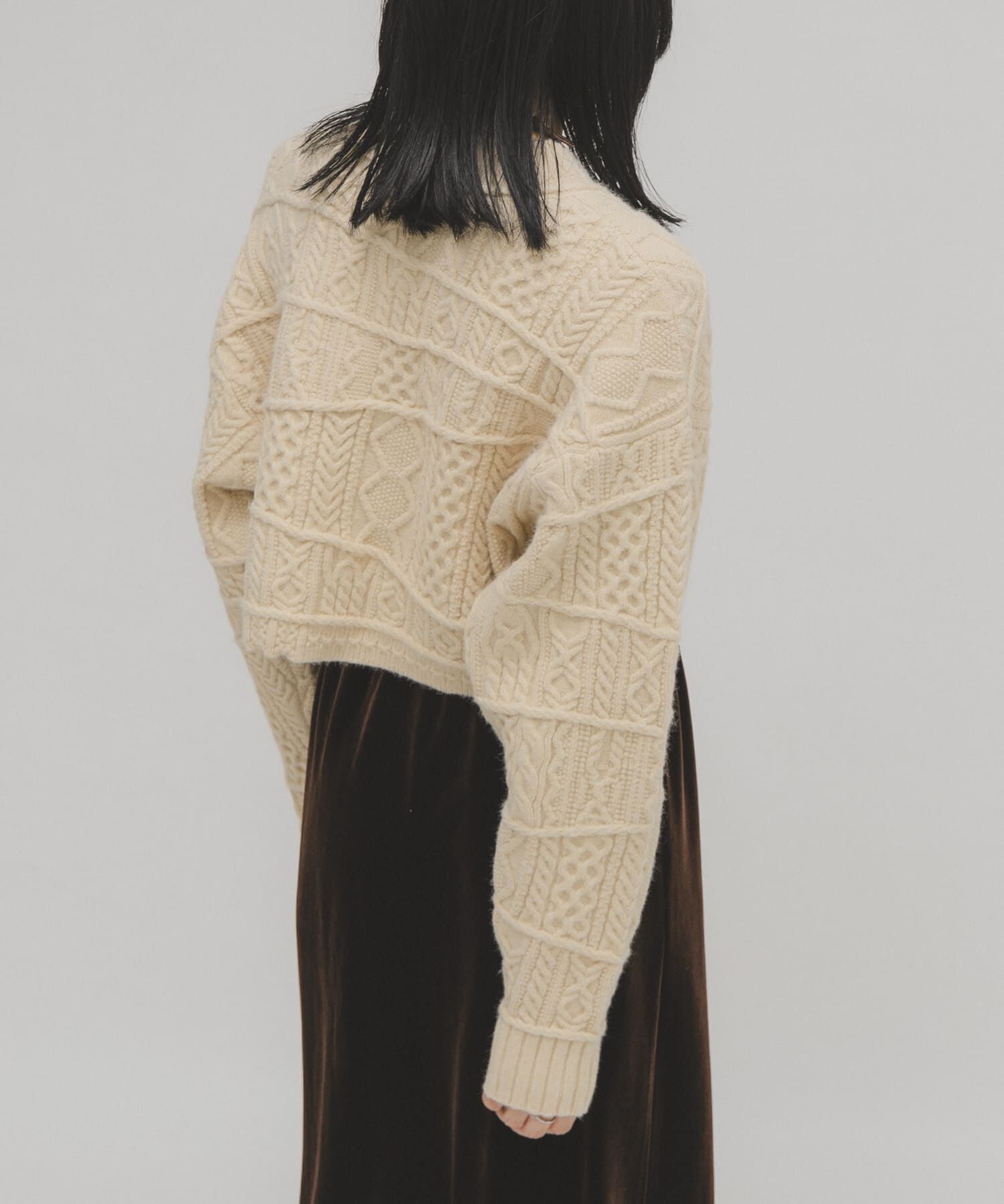  「MIXケーブルショートニット」|ニット・セーター|