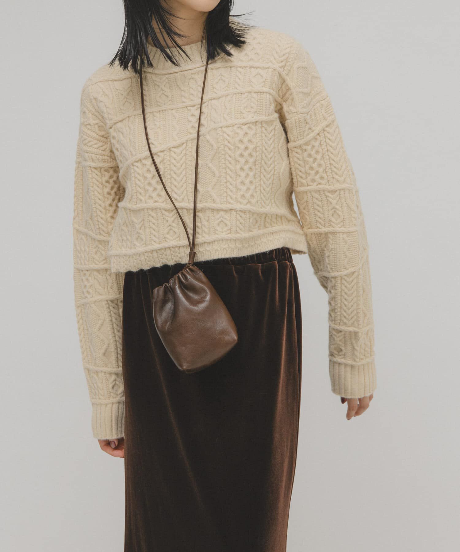  「MIXケーブルショートニット」|ニット・セーター|