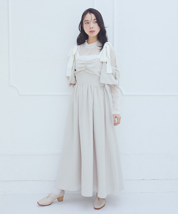 earth music&ecology「リボンショルダーオフショルワンピース」|ワンピース|