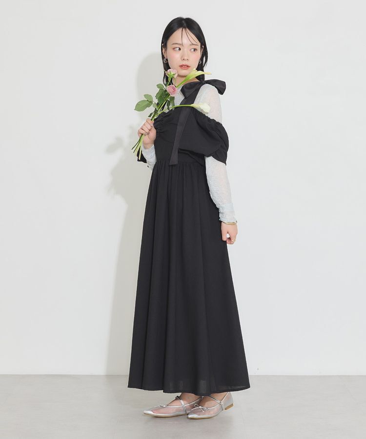 earth music&ecology「リボンショルダーオフショルワンピース」|ワンピース|