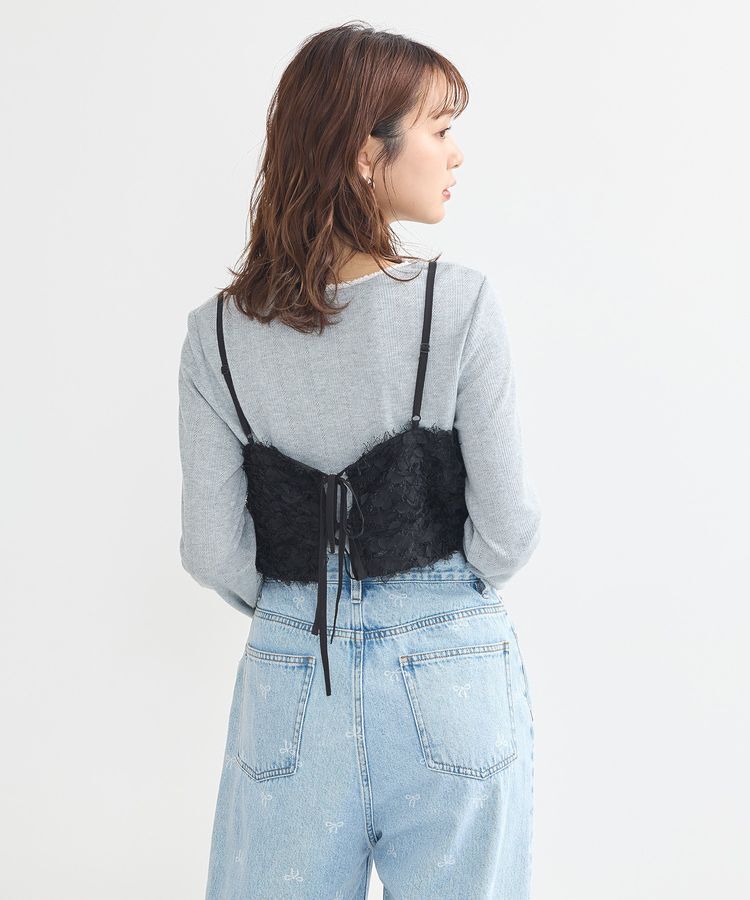 earth music&ecology「フリンジミックスチュールビスチェ」|ベスト・ジレ|