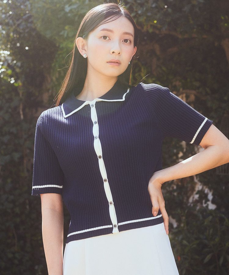 earth music&ecology「リブニットカーディガン」|カーディガン|