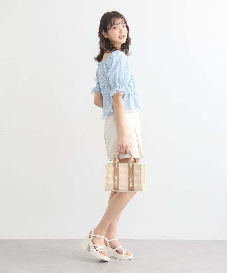 earth music&ecology「フラワー刺繍シャーリングプルオーバー」|シャツ・ブラウス|