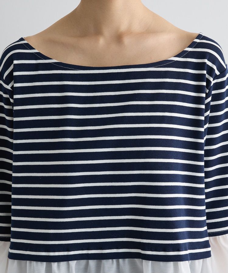 AnriettMusee「異素材ボーダーペプラムカットソー」|Tシャツ・カットソー|