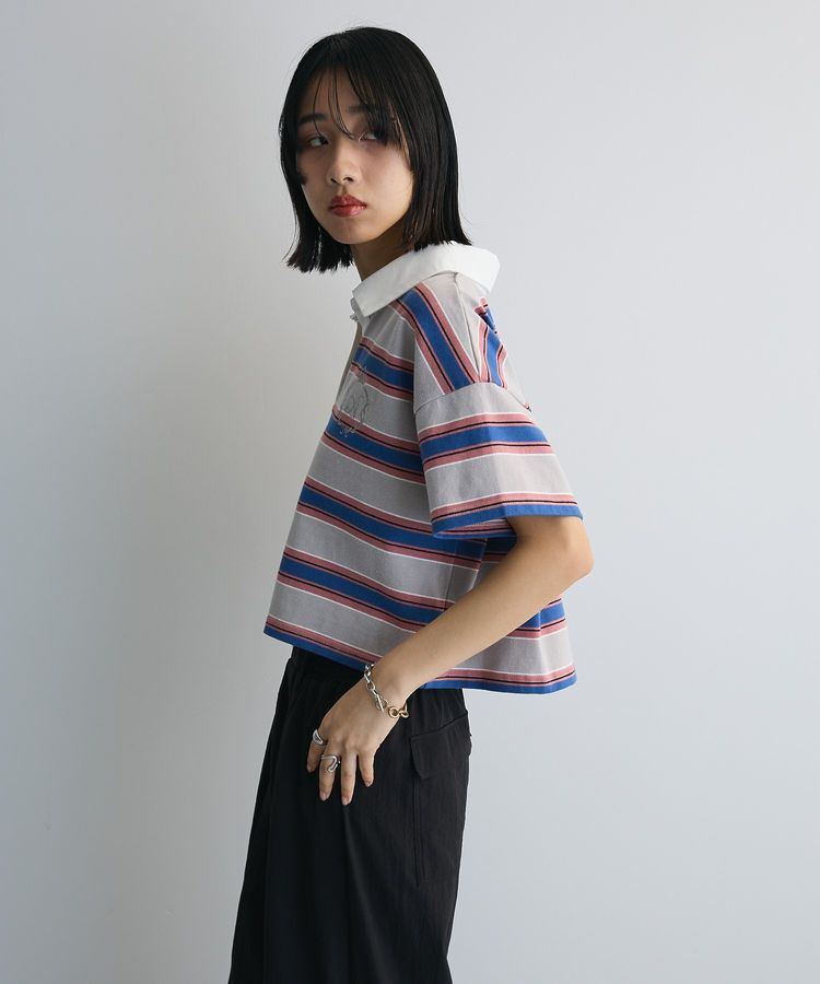 AnriettMusee「エムブレム刺繍ショートボーダーカットソー」|Tシャツ・カットソー|