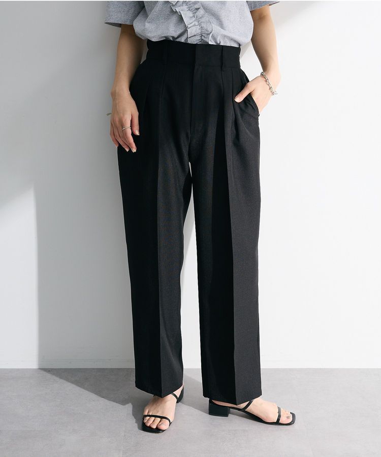 Green Parks「・ELENCARE DUE リネンライク2タックパンツ」|その他|Black