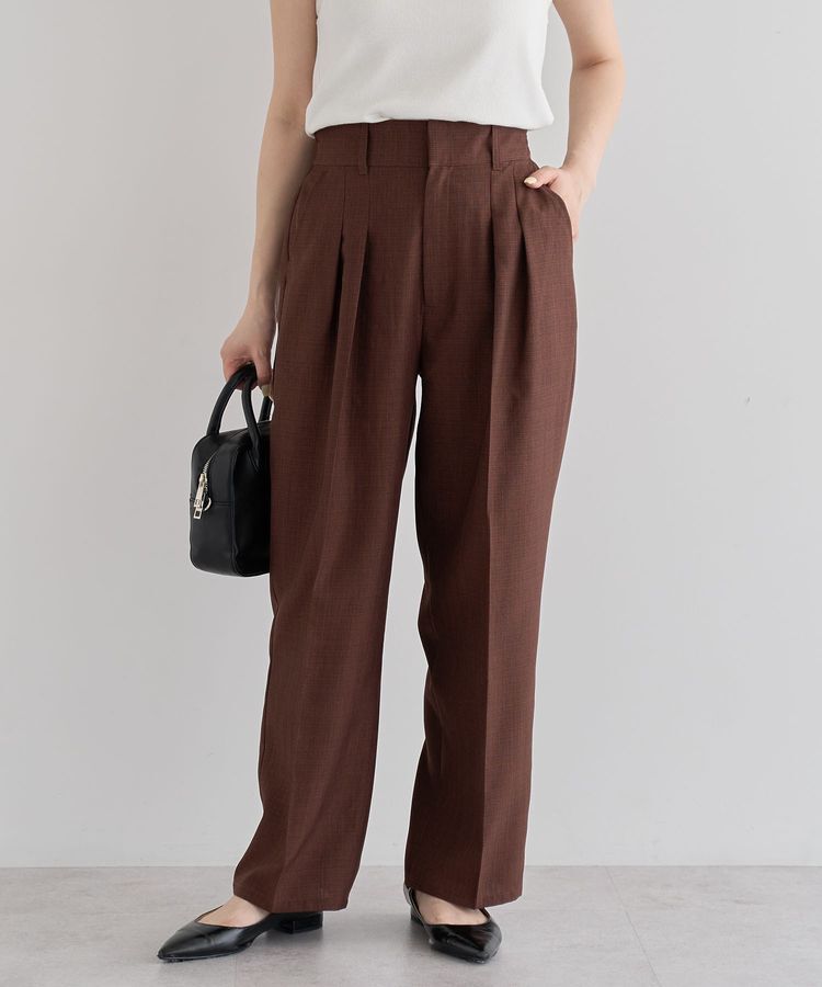 Green Parks「・ELENCARE DUE リネンライク2タックパンツ」|その他|Brown