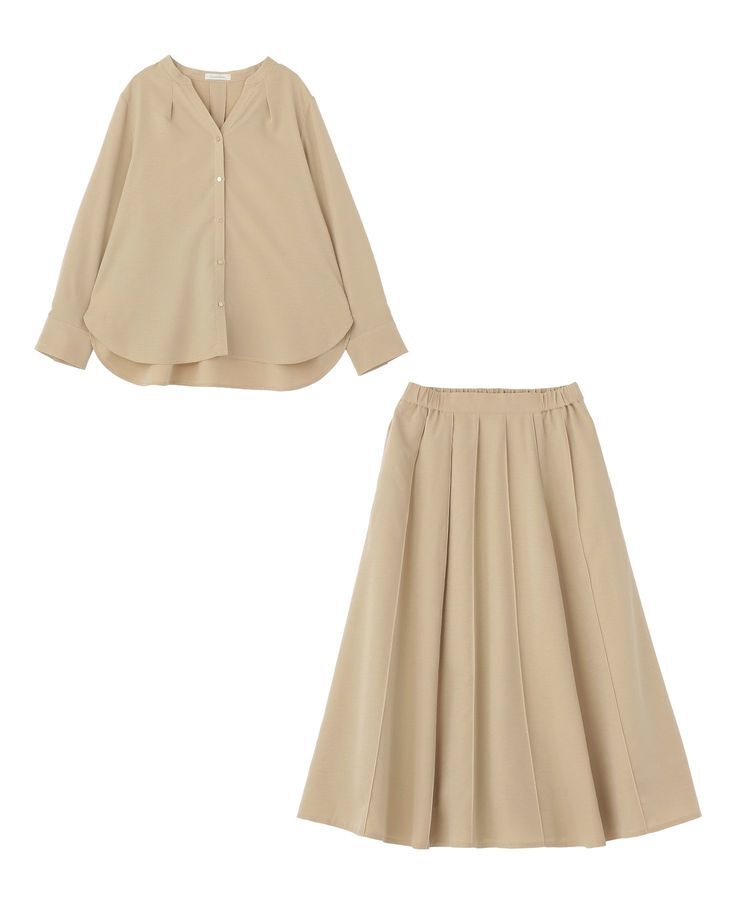 Green Parks「SET2点スキッパーブラウス+プリーツスカート」|ワンピース|Beige