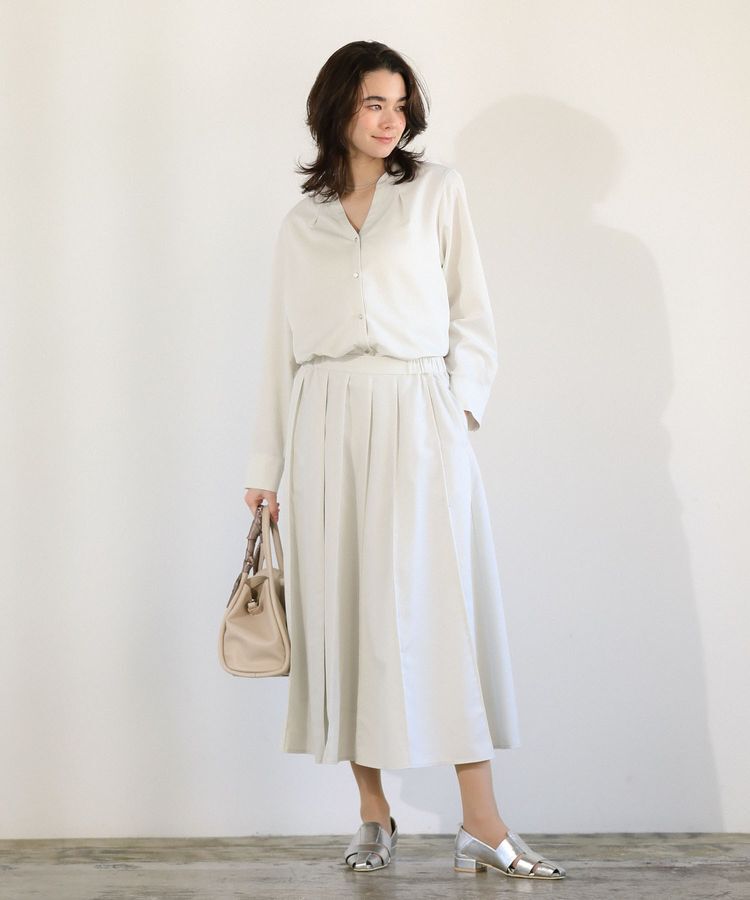 Green Parks「SET2点スキッパーブラウス+プリーツスカート」|ワンピース|Ecru