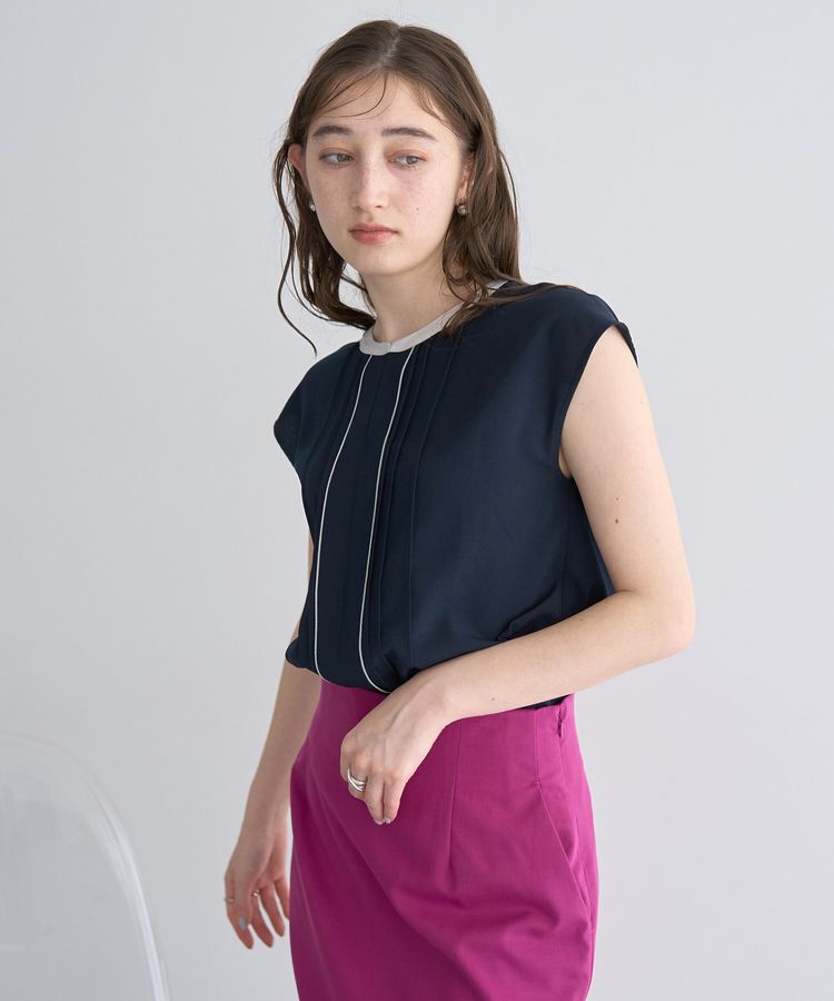 YECCA VECCA「配色タックデザインブラウス」|シャツ・ブラウス|