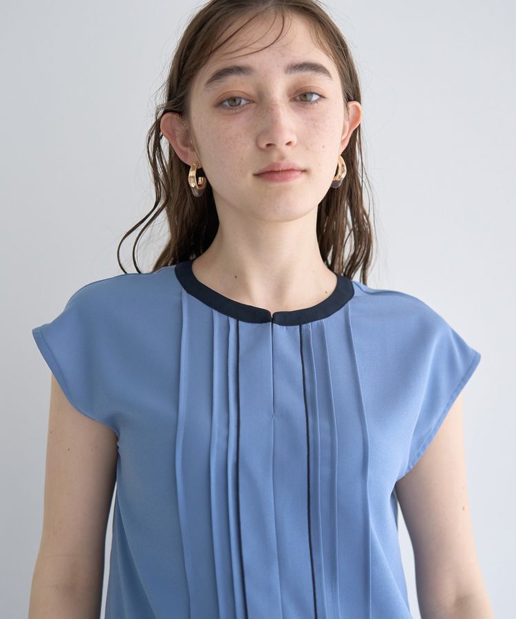 YECCA VECCA「配色タックデザインブラウス」|シャツ・ブラウス|