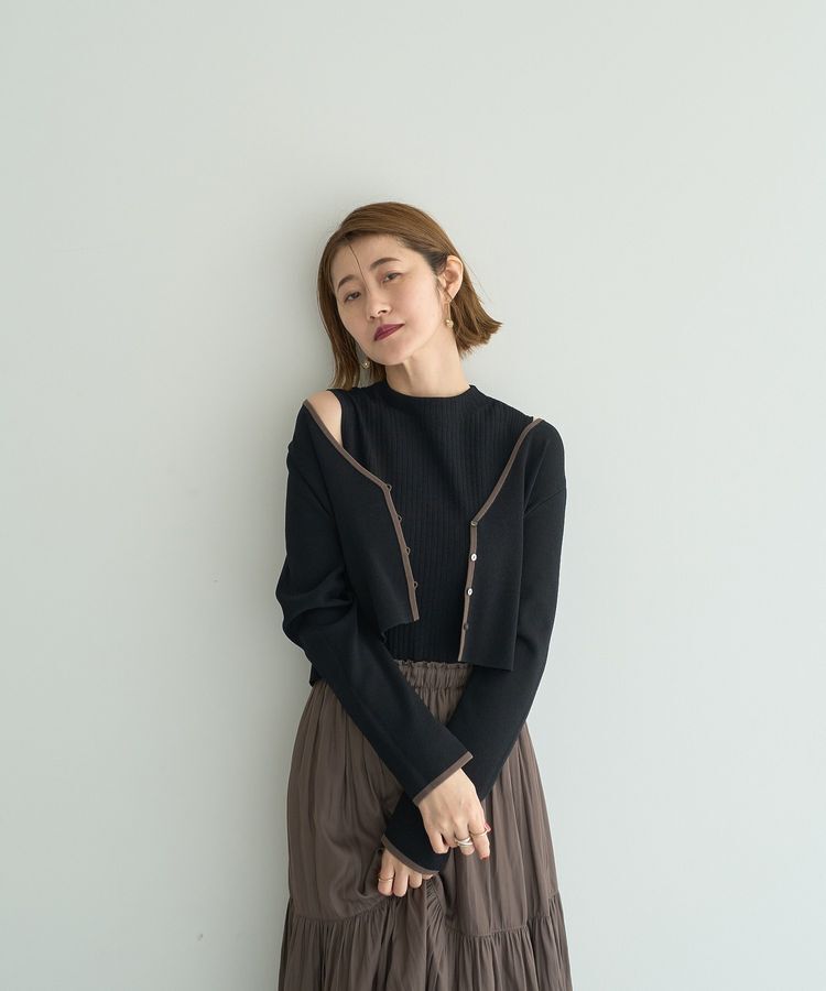 YECCA VECCA「【2点SET】カーディガンセットワンピース」|ワンピース|Black