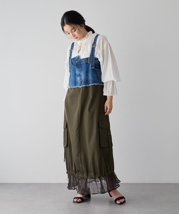 Editt by YECCA VECCA「デニムMIXデザインサロペット」|オールインワン|