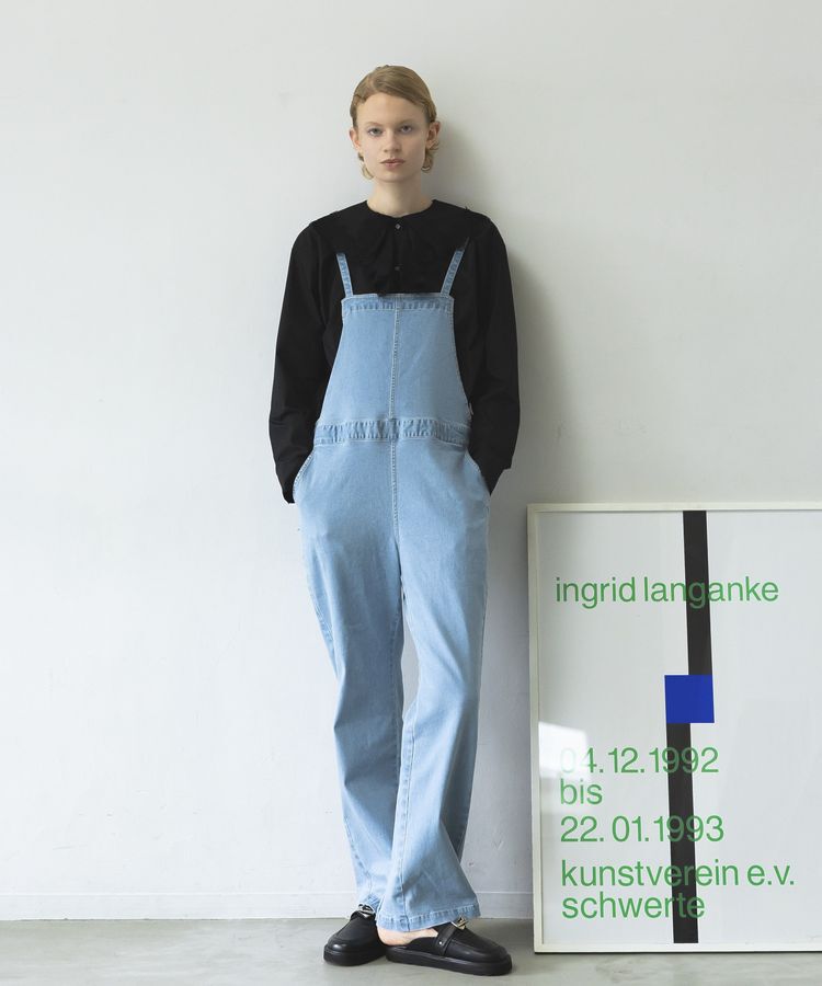 GARAGE OF GOOD CLOTHING「フロントZIPデニムサロペット」|オールインワン|Light indigo