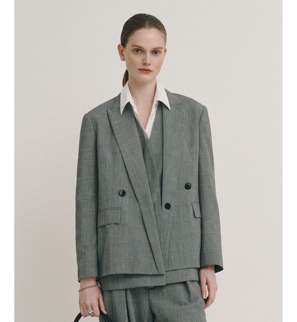 allureville「ポプリンチェックジャケット」|テーラードジャケット|ブラック系