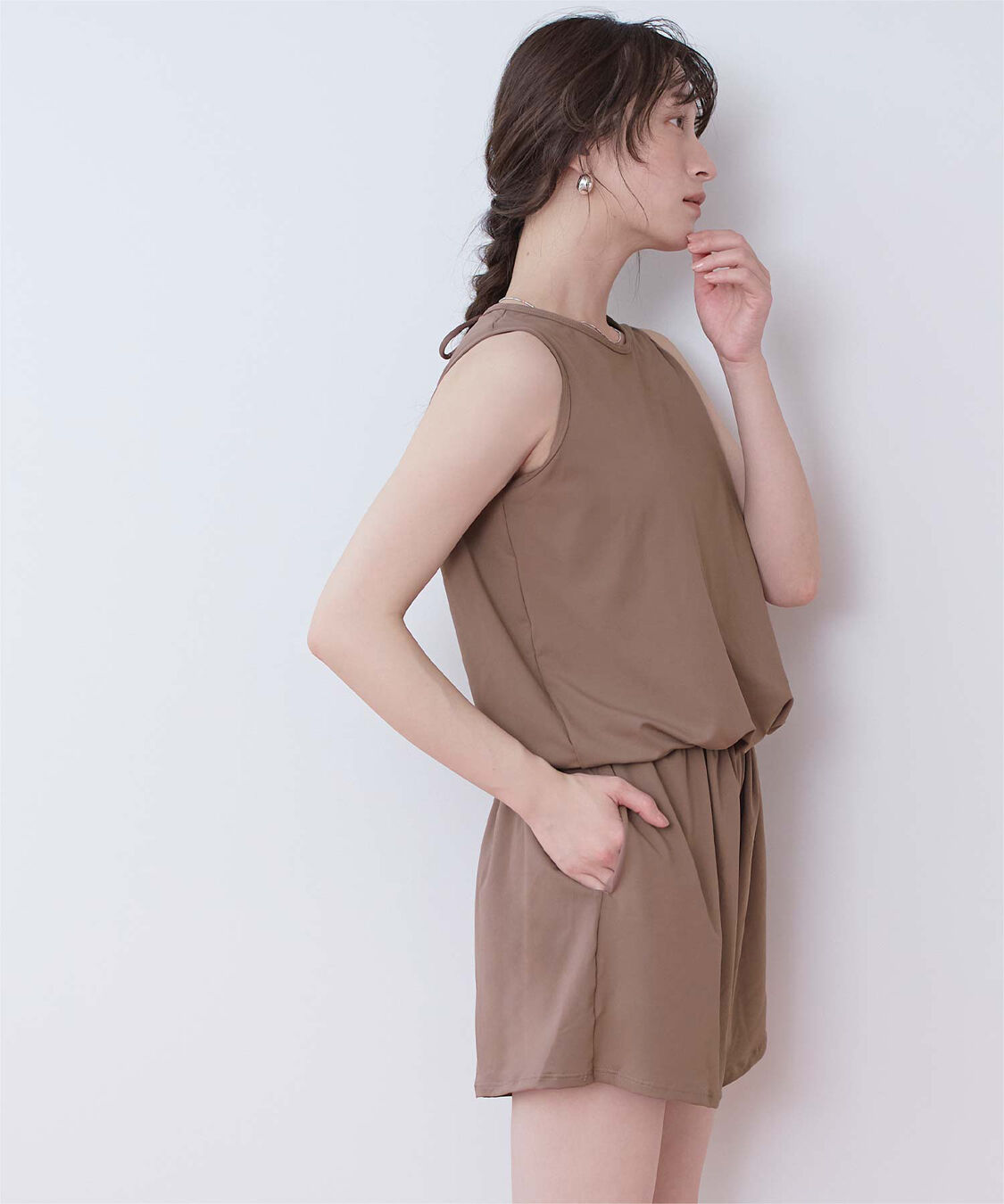 SEA DRESS「ﾊﾞｯｸﾘﾎﾞﾝﾉｰｽﾘｰﾌﾞｵｰﾙｲﾝﾜﾝ/水着」|コンビネゾン|