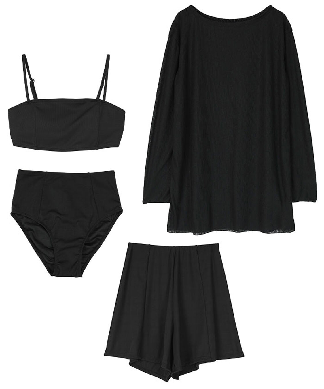 SEA DRESS「4点セット/リラックストップス&ショートパンツ付ビキニ/水着」|ビキニ|