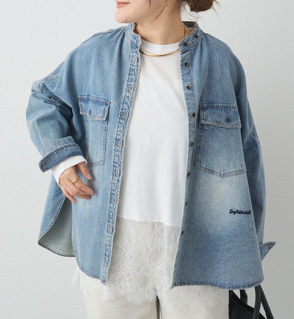  「【累計1万枚突破！/名品】ヴィンテージライクデニムバンドカラーシャツ」|シャツ・ブラウス|ブルー系その他