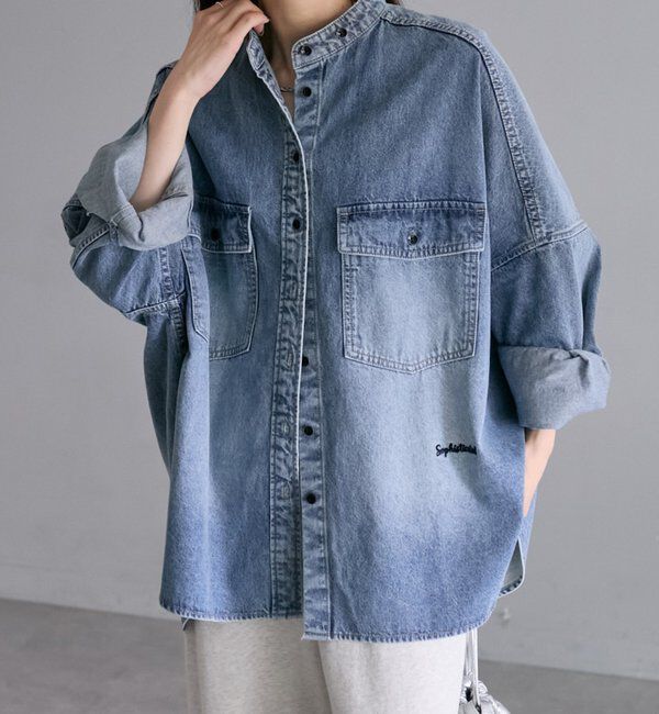  「【累計1万枚突破！/名品】ヴィンテージライクデニムバンドカラーシャツ」|シャツ・ブラウス|