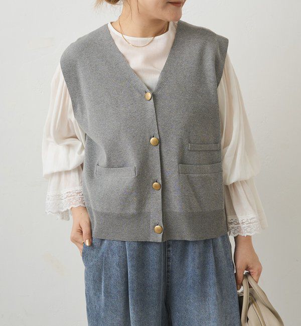  「【手洗い可能】ミラノリブニットジレベスト」|ニット・セーター|