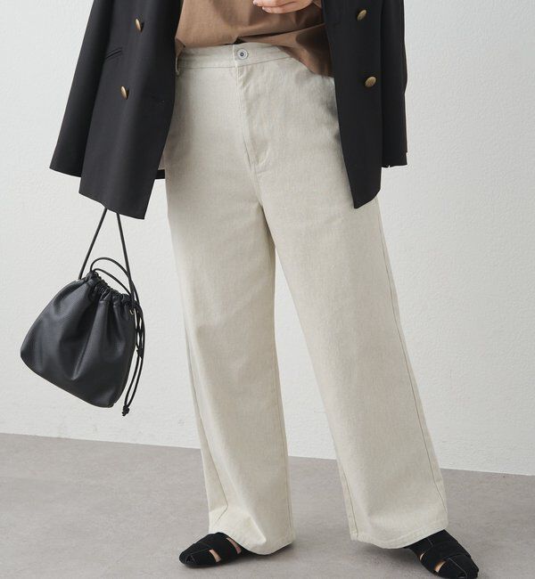  「カツラギワイドストレートパンツ」|デニム|ライトベージュ